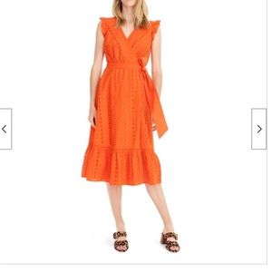 J. Crew All Over Eyelet Midi Wrap Dress Resort
Orange Size 2P
